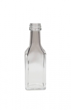 Kirschwasserflasche viereckig 20ml, Mündung PP18  Lieferung ohne Verschluss, bei Bedarf bitte separat bestellen!